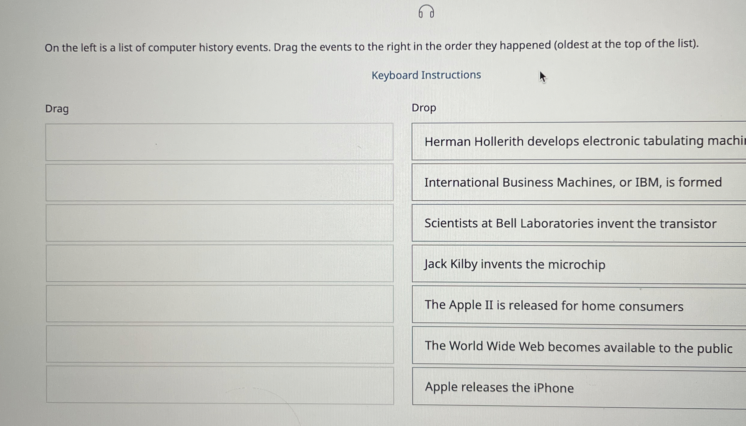 On the left is a list of computer history events.