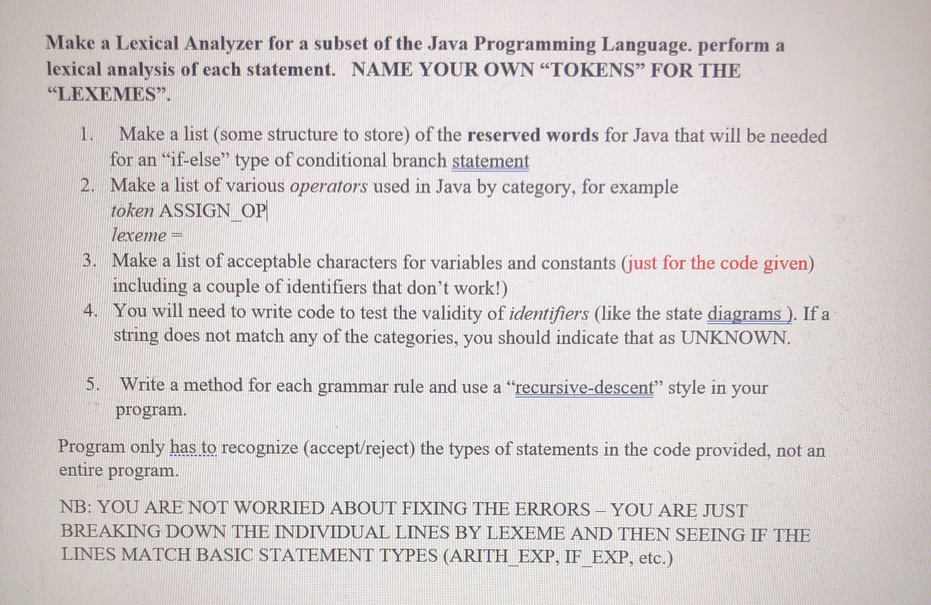 4 . 2 Lexical Analysis state diagram for