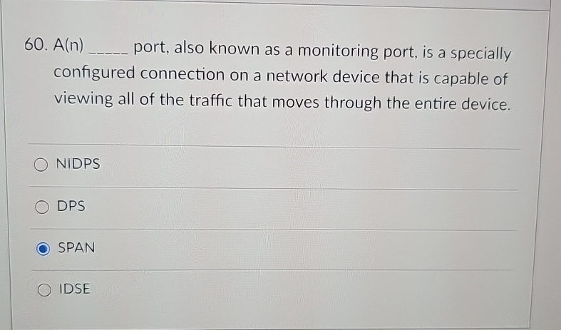 A ( n ) port, also known as a monitoring port, is