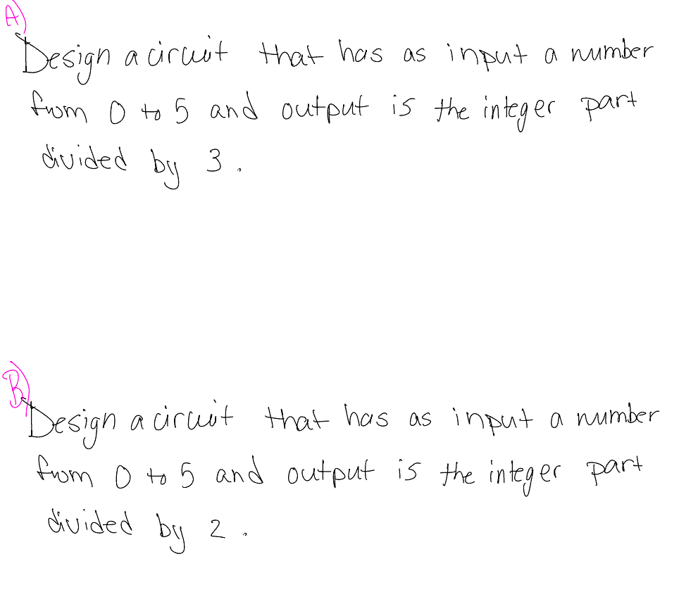 A ) Design a circuit that has as input a number