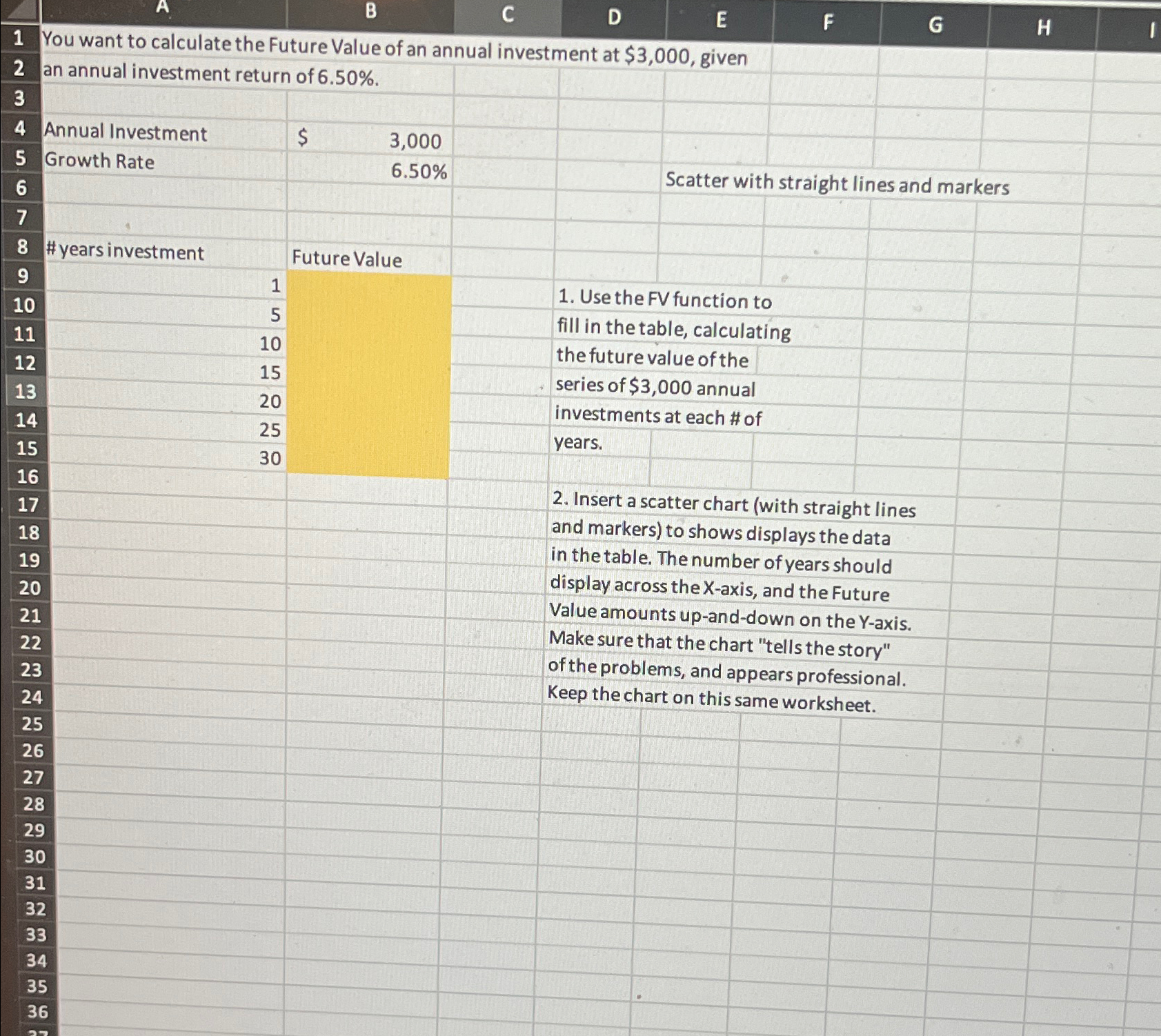 You want to calculate the Future Value of an