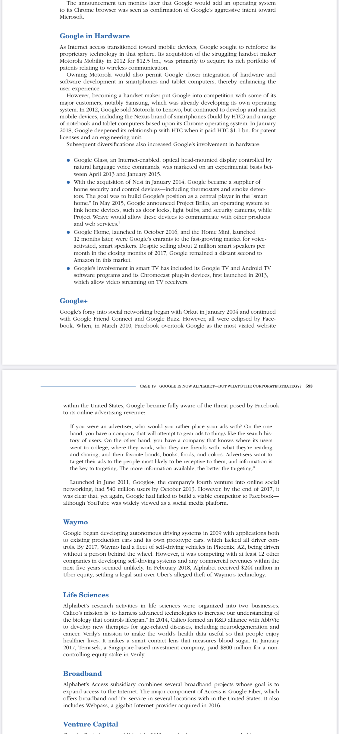 Case Study Questions: What is Google's corporate