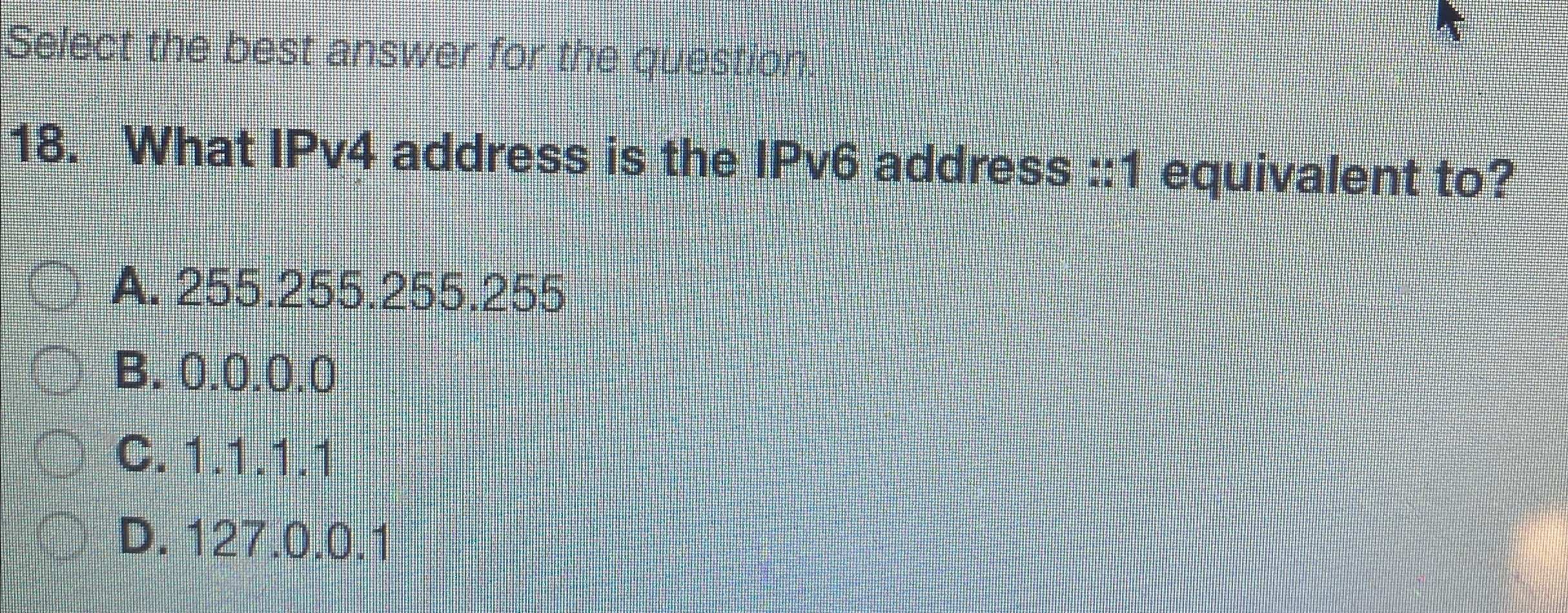 What IPv 4 address is the IPv 6 address :: 1