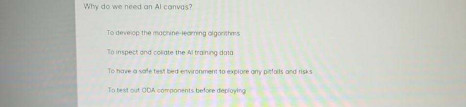 Why do we need an Al canvas? To develop the