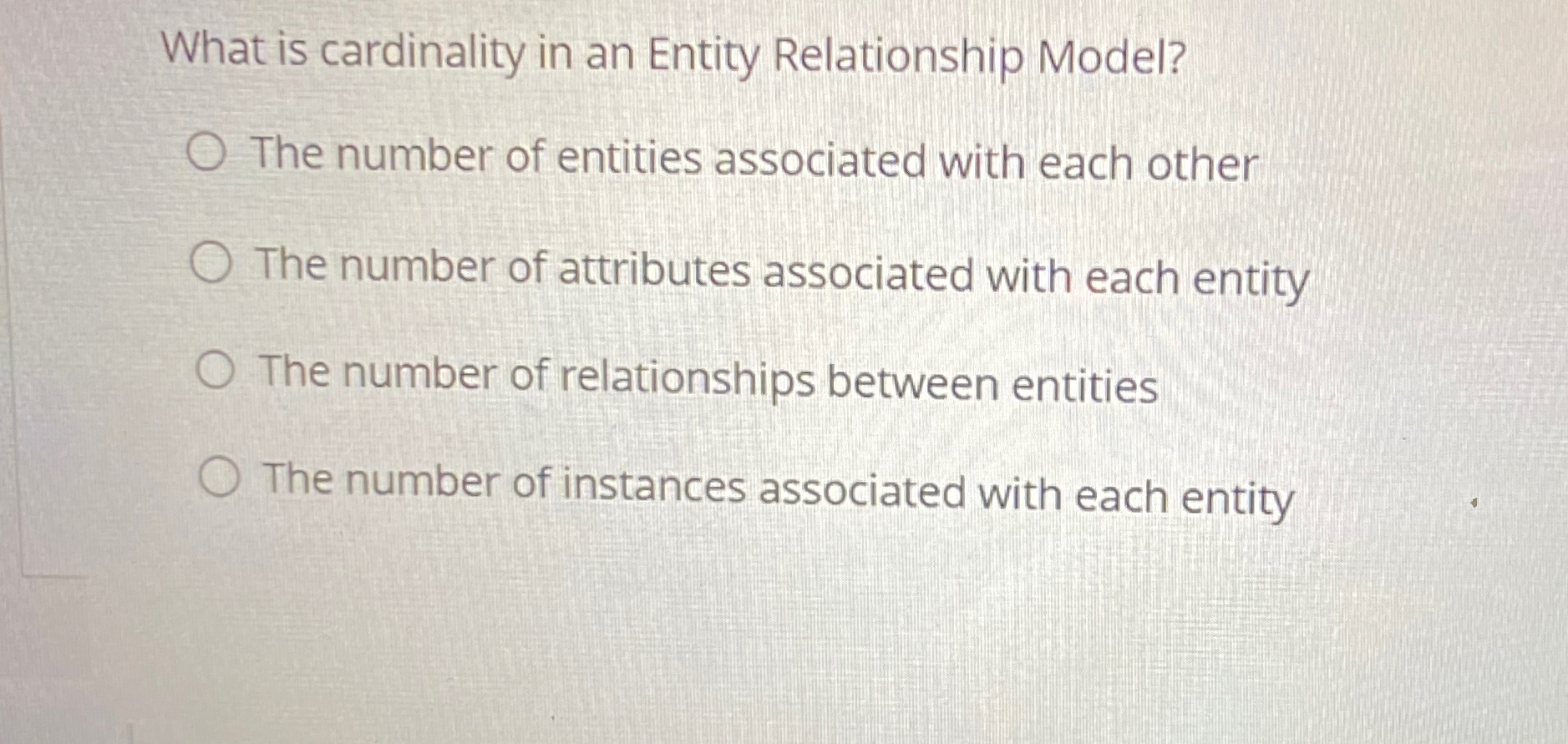 What is cardinality in an Entity Relationship