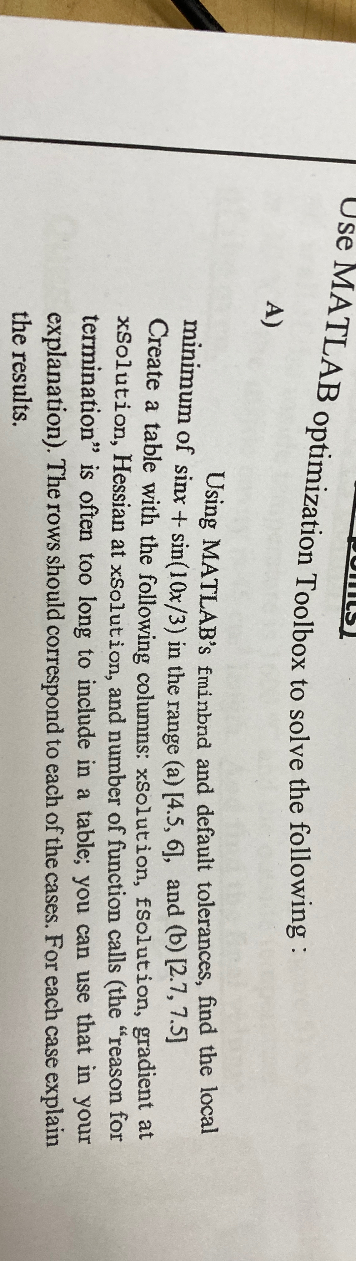 USE MATLAB optimization Toolbox to solve the