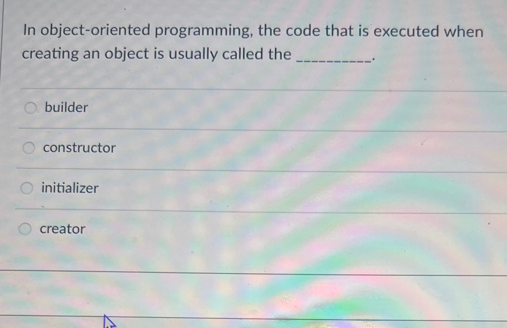 In object - oriented programming, the code that