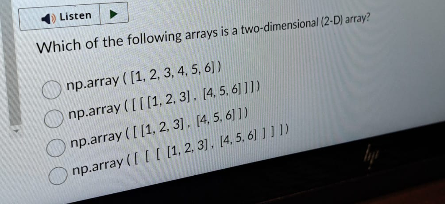 Which of the following arrays is a two -