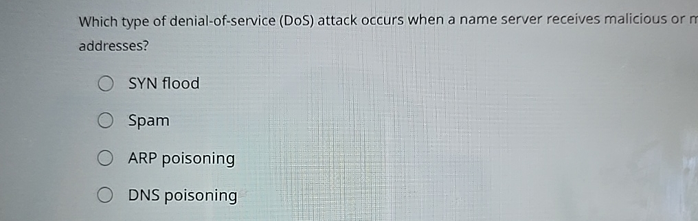 Which type of denial - of - service ( DoS )