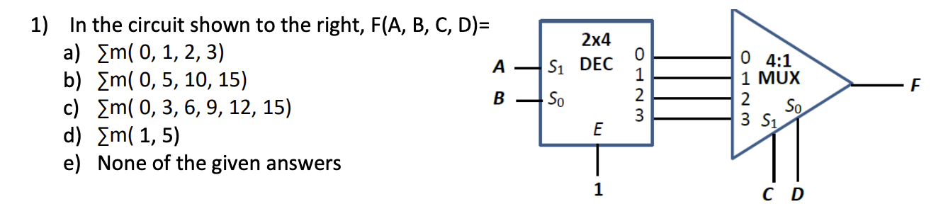 In the circuit shown to the right, F ( A , B , C