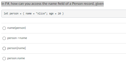 In F# , how can you access the name field of a