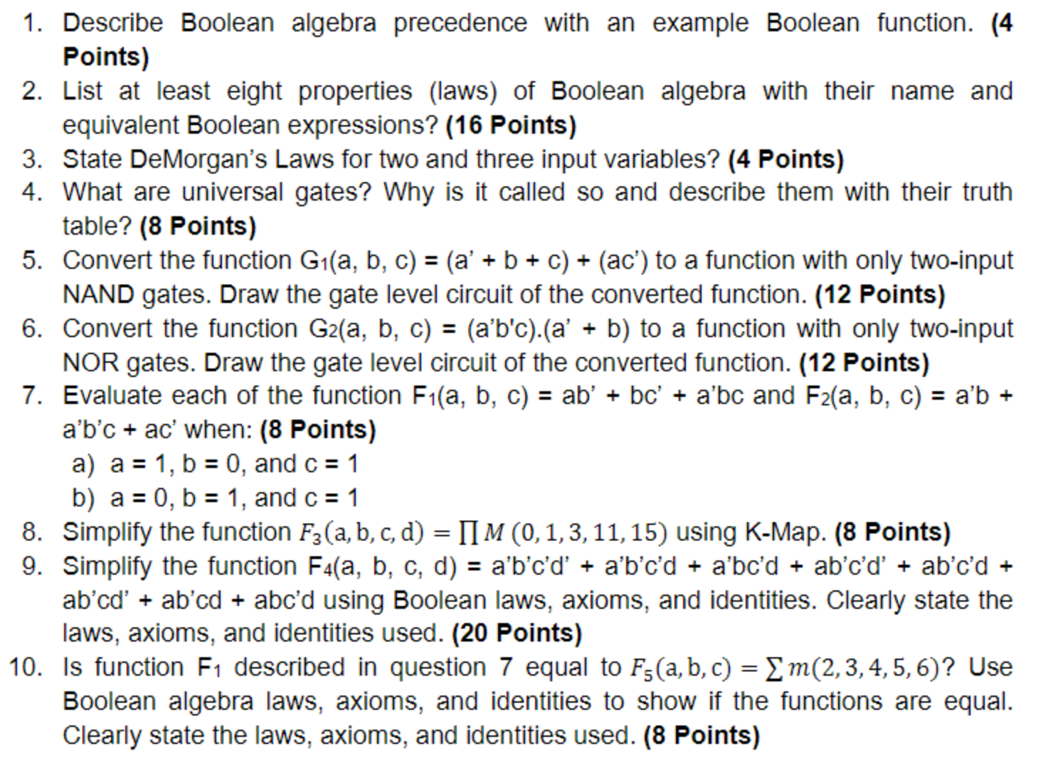 Describe Boolean algebra precedence with an