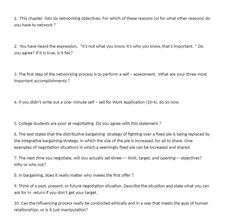 1. This chapter lists six networking objectives.