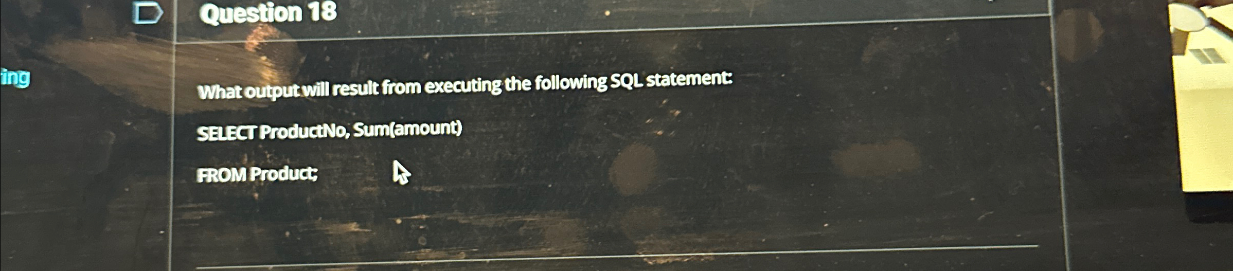 Question 1 8 What output will result from