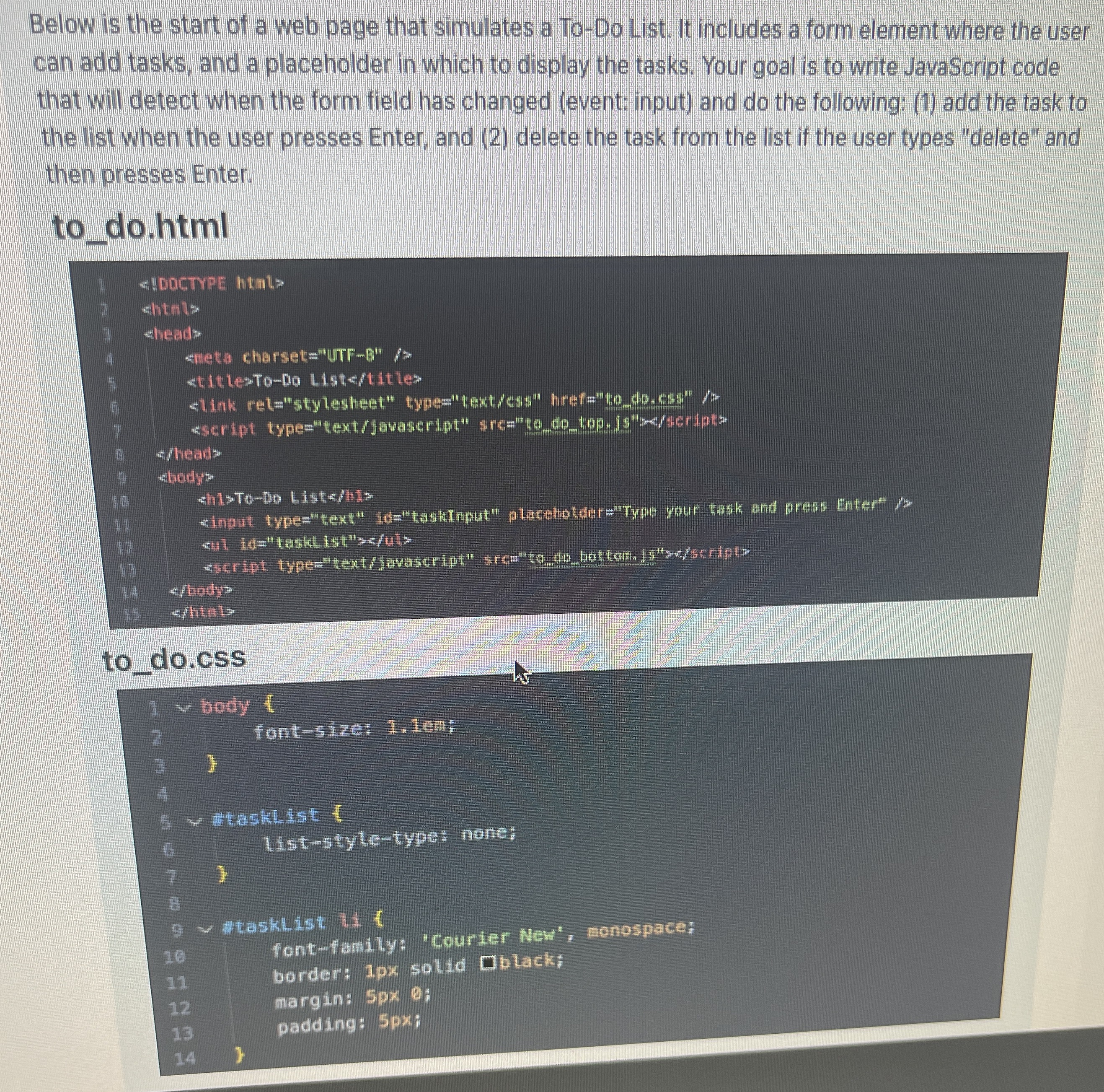 Below is the start of a web page that simulates a