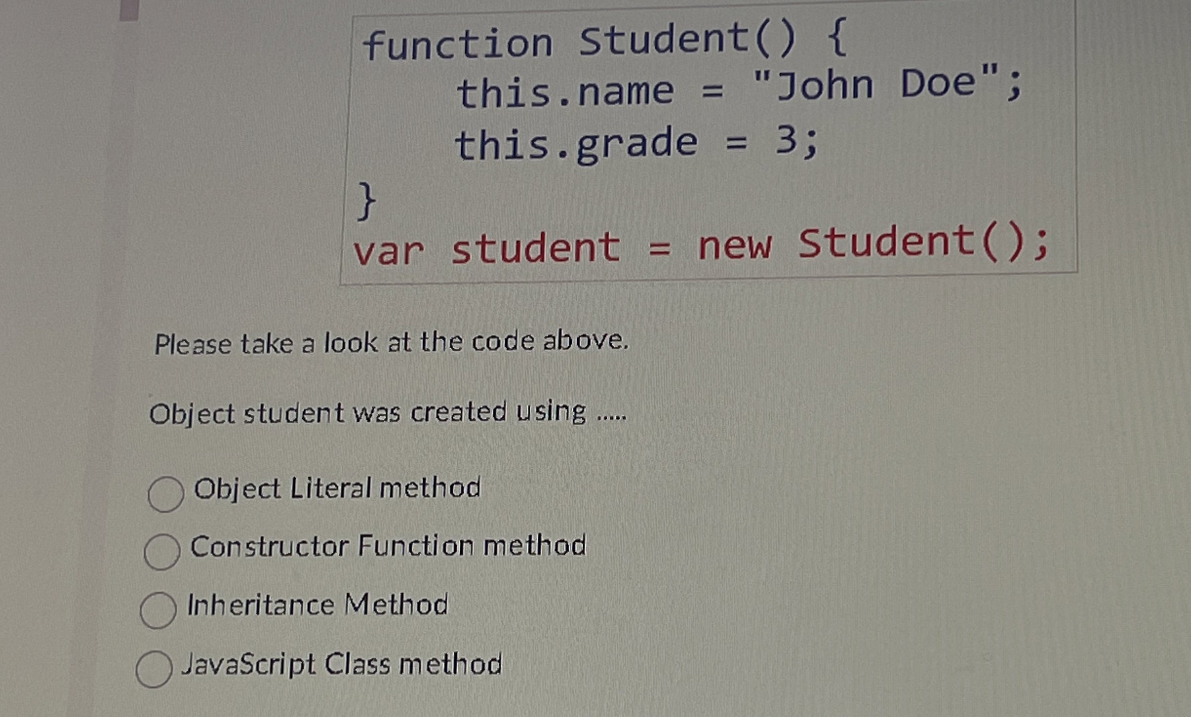 Please take a look at the code above.Object