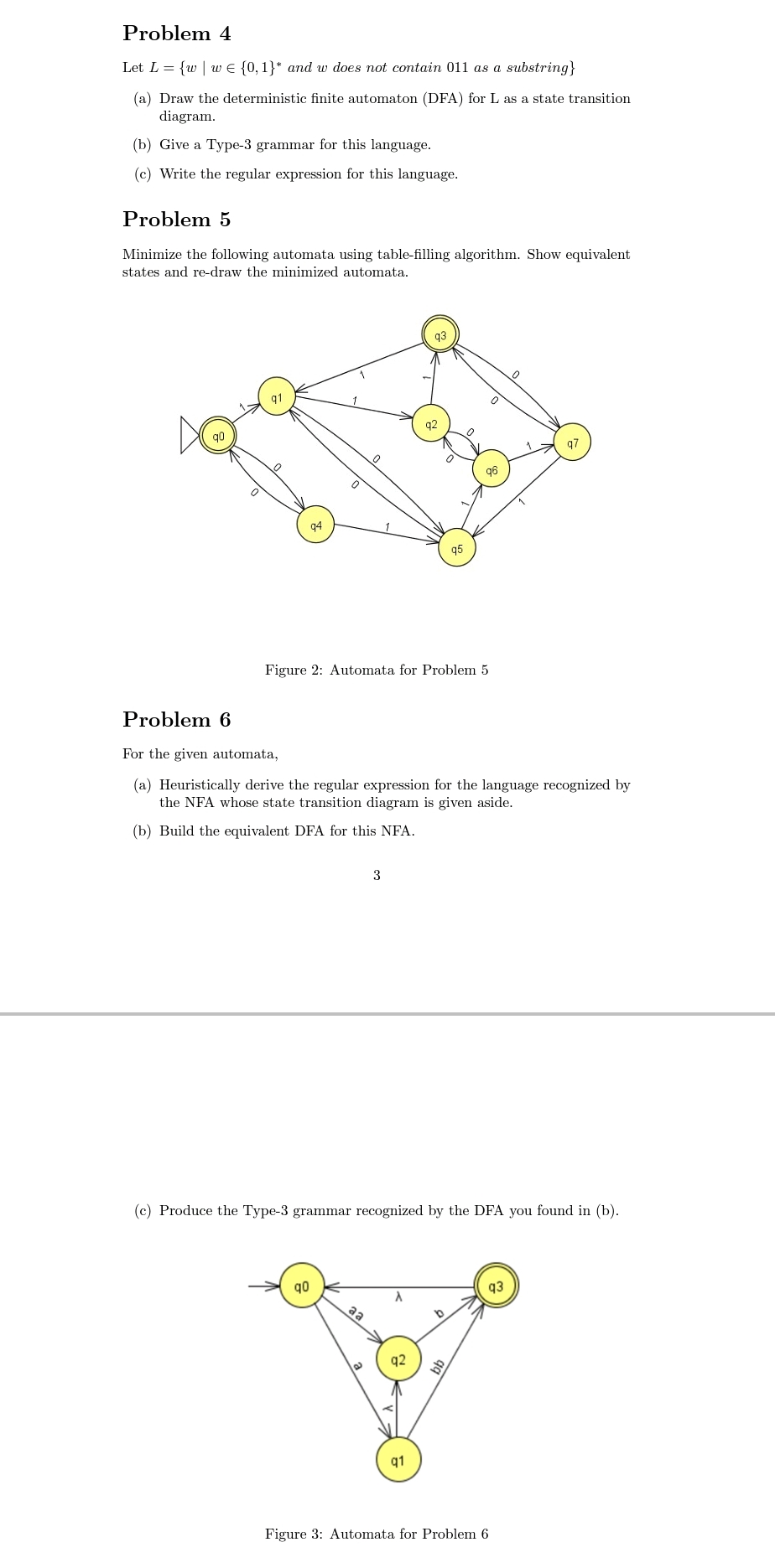 Problem 4 Let | ) : } and w does not contain 0 1
