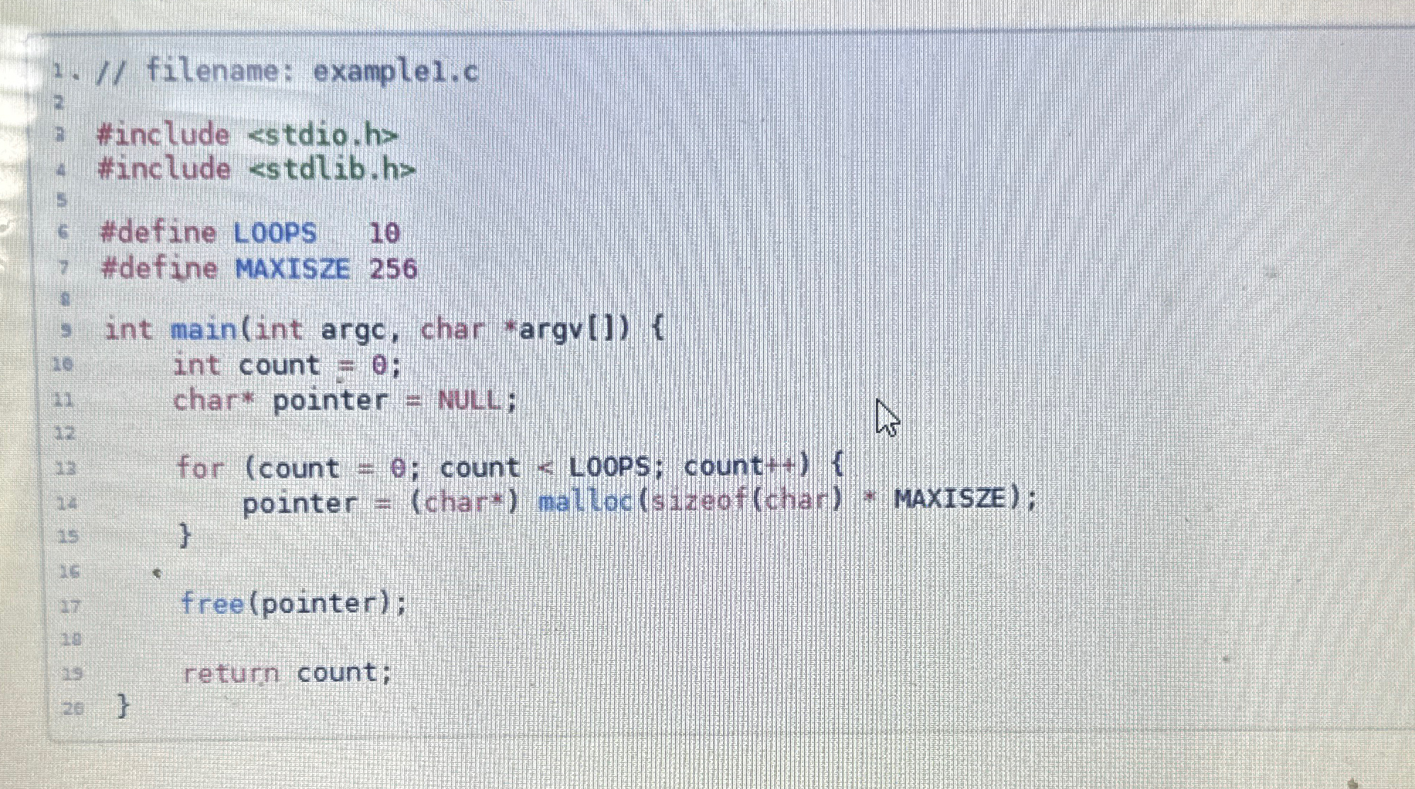 Give an updated program without the memory leak