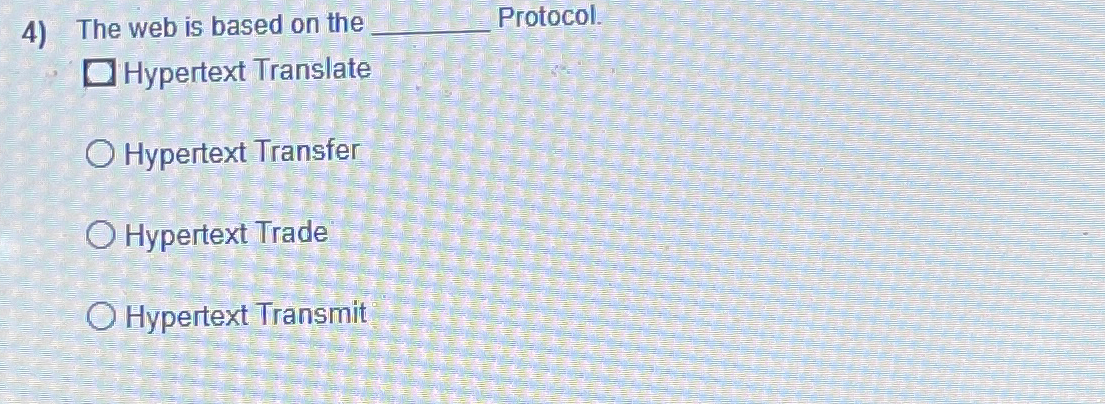 The web is based on the Protocol. Hypertext