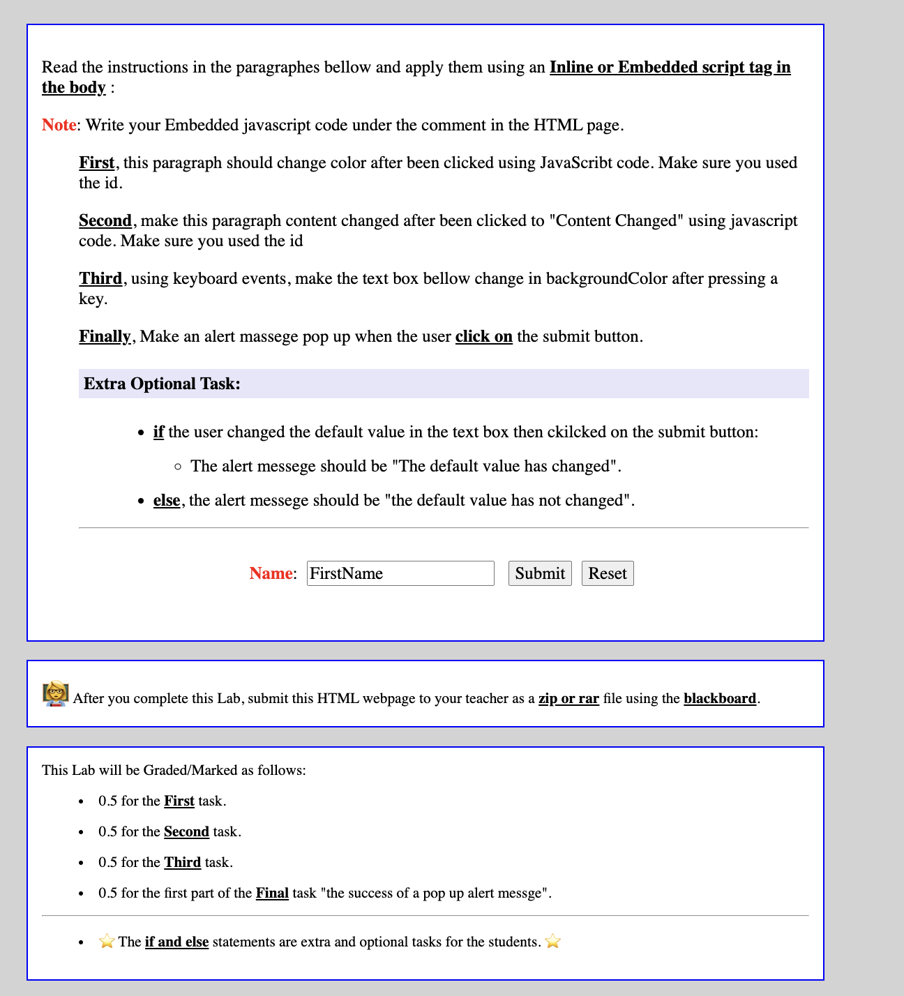 Read the instructions in the paragraphes bellow