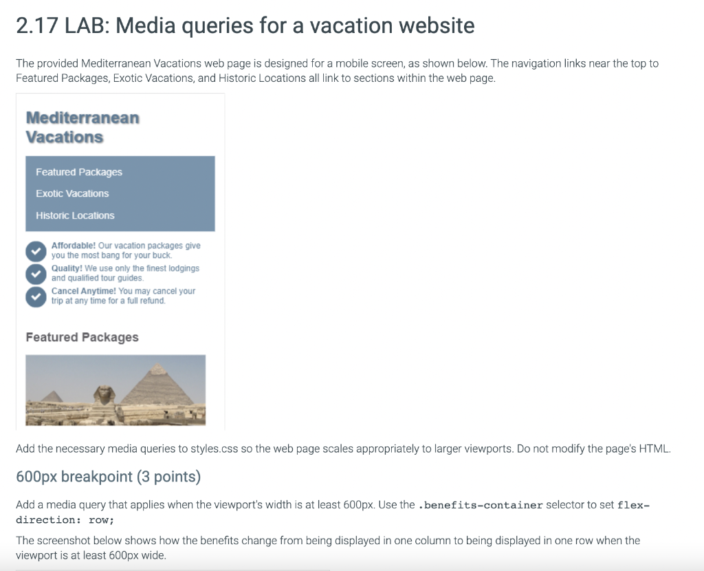lab activity 8 . 8 . 1 : LAB: Media queries for a