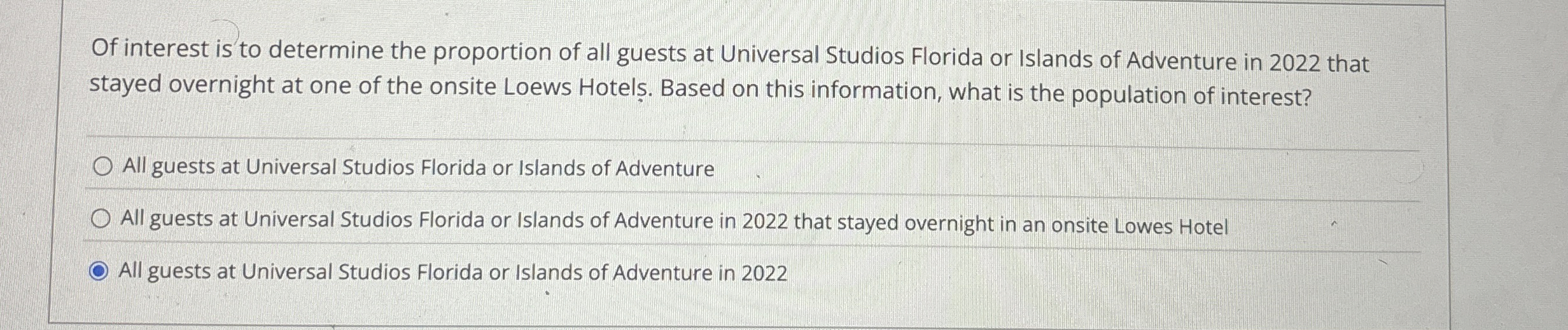 Of interest is to determine the proportion of all