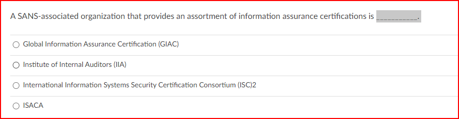 A SANS - associated organization that provides an