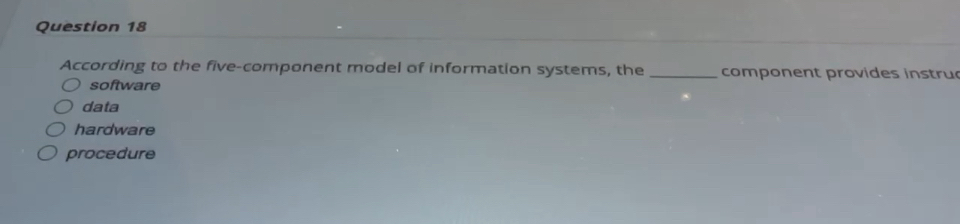Question 1 8 According to the five - component