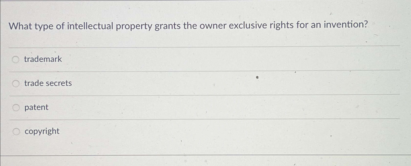 What type of intellectual property grants the