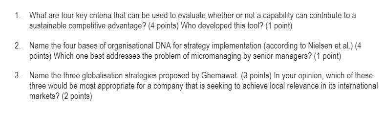 1. What are four key criteria that can be used to