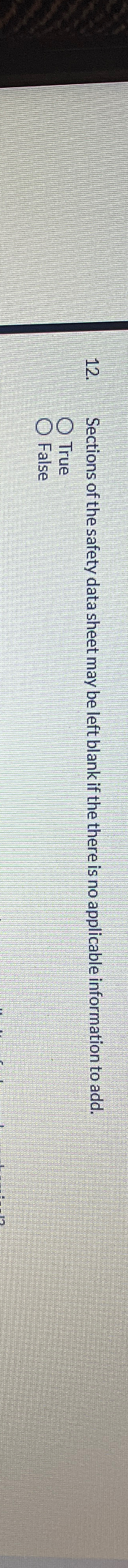 Sections of the safety data sheet may be left