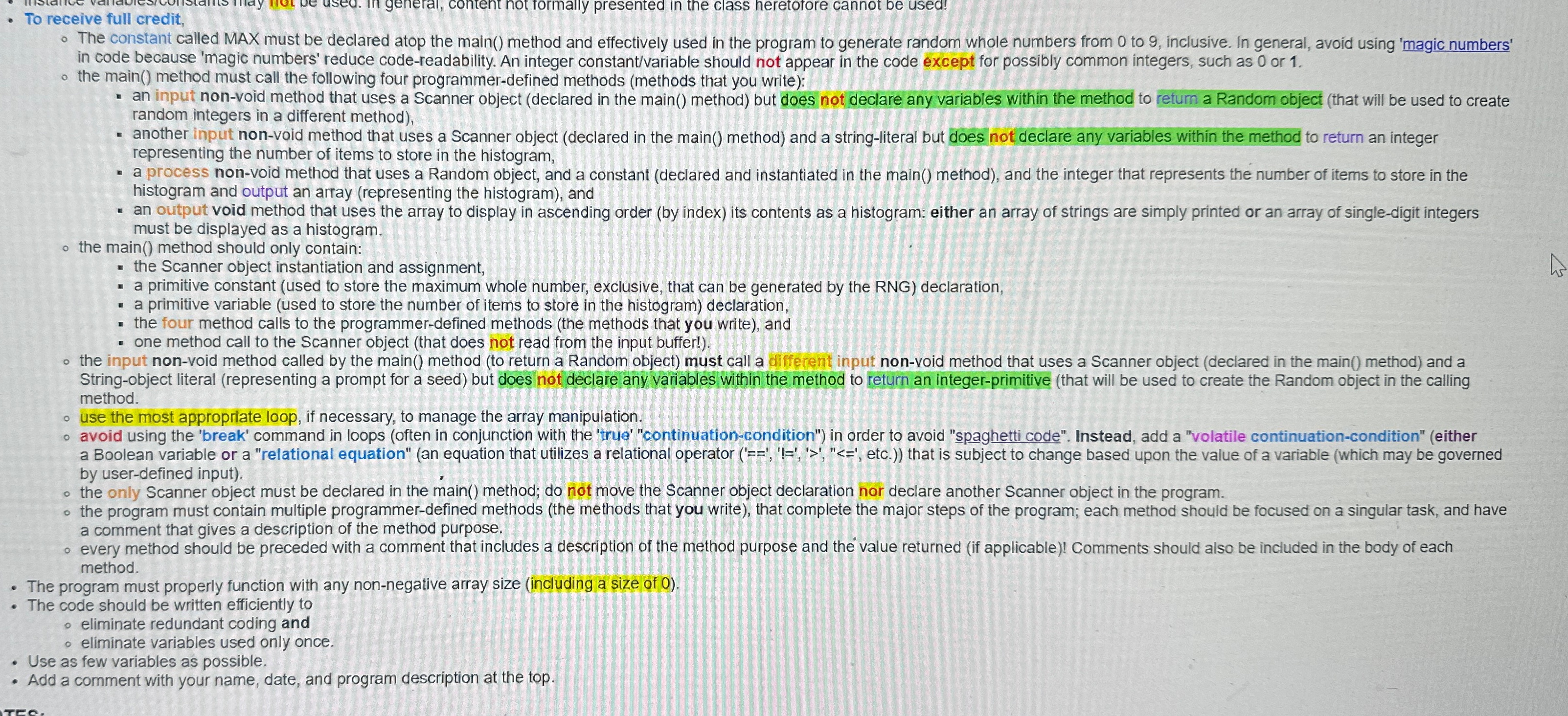 Histogram java code Please follow all the