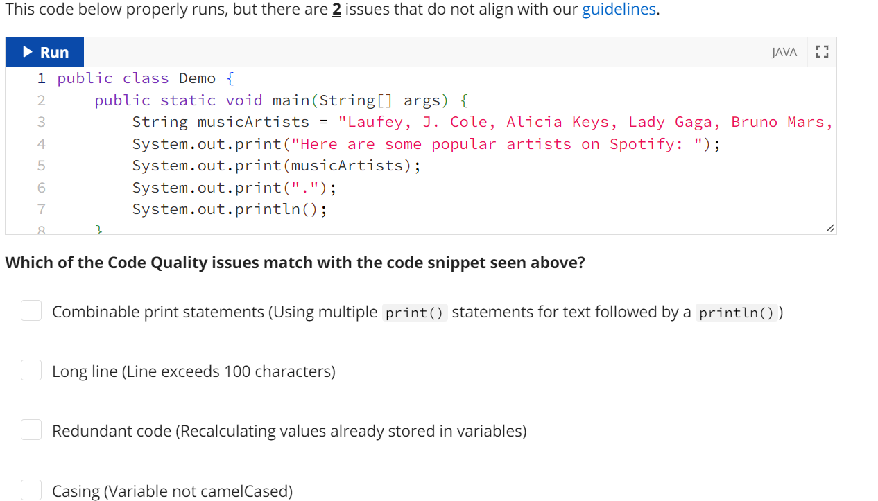 This code below properly runs, but there are 2 ?