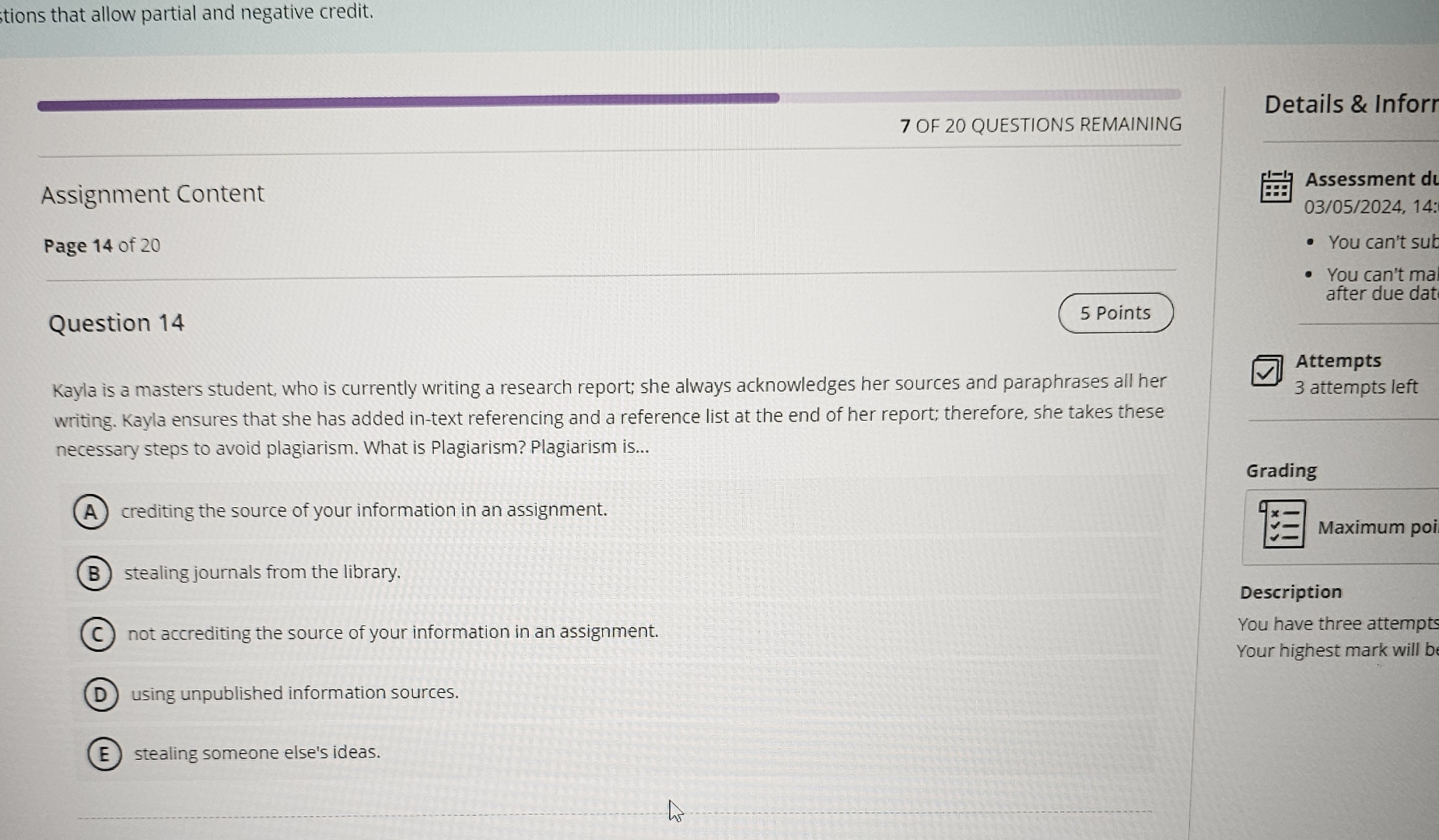 tions that allow partial and negative credit. 7