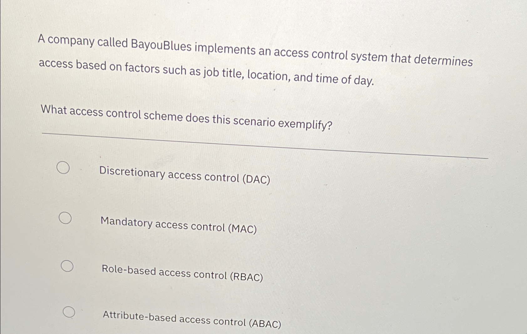 A company called BayouBlues implements an access