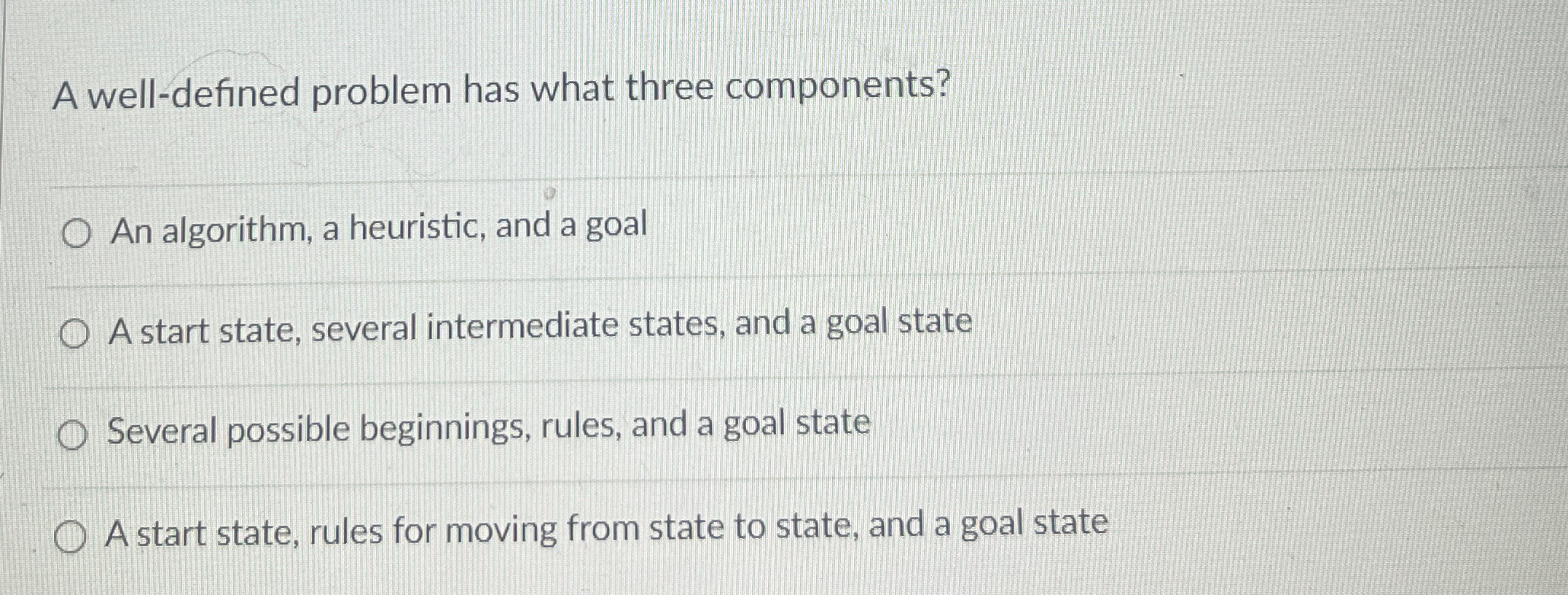 A well - defined problem has what three