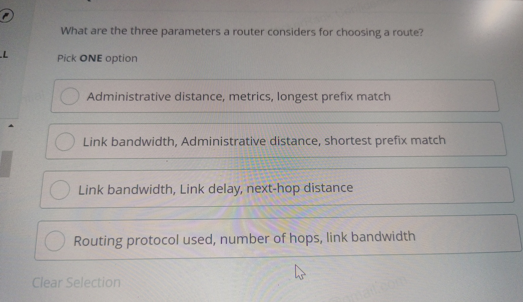 What are the three parameters a router considers