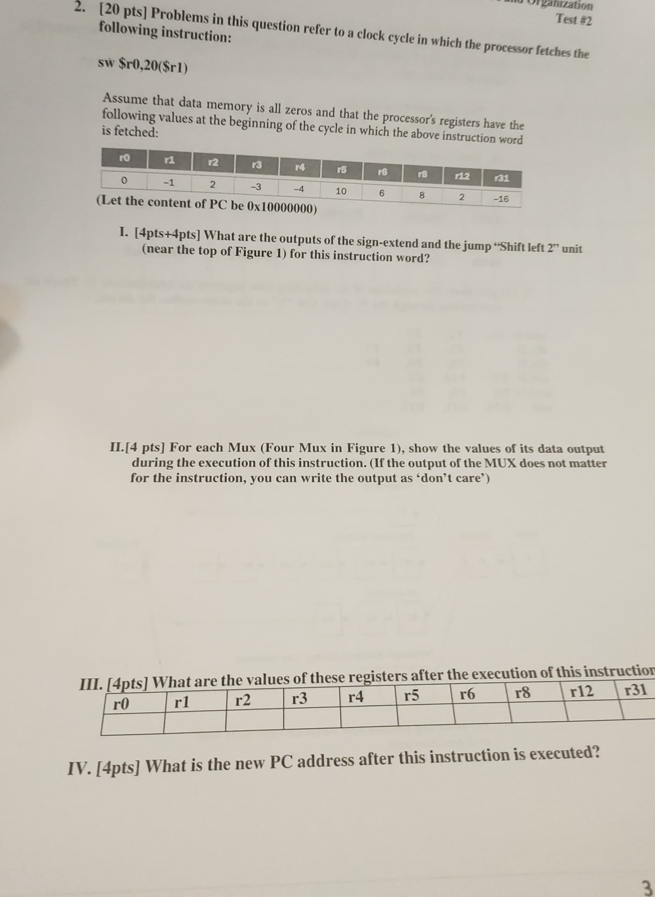 2 0 p t s Problems in this question refer to a