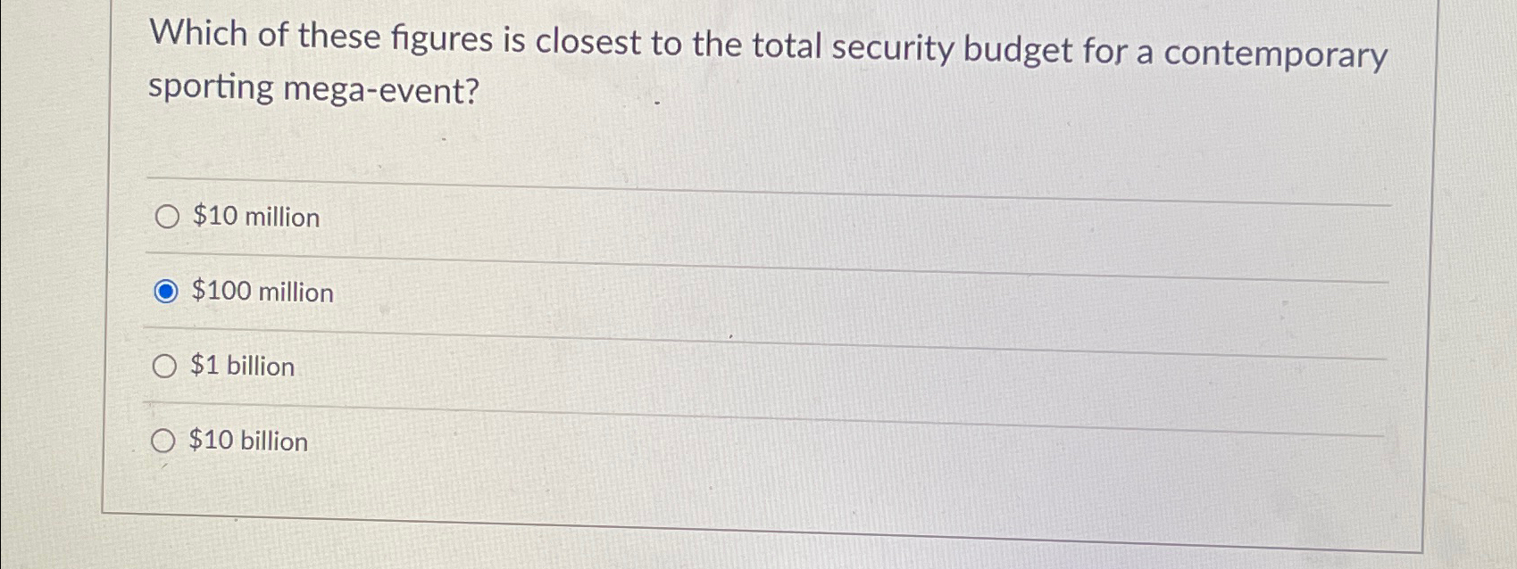Which of these figures is closest to the total