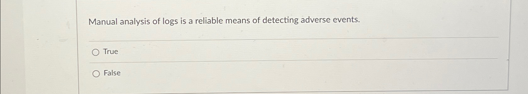 Manual analysis of logs is a reliable means of