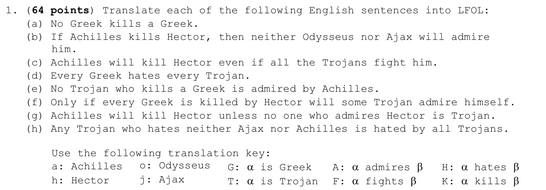 ( 6 4 points ) Translate each of the following