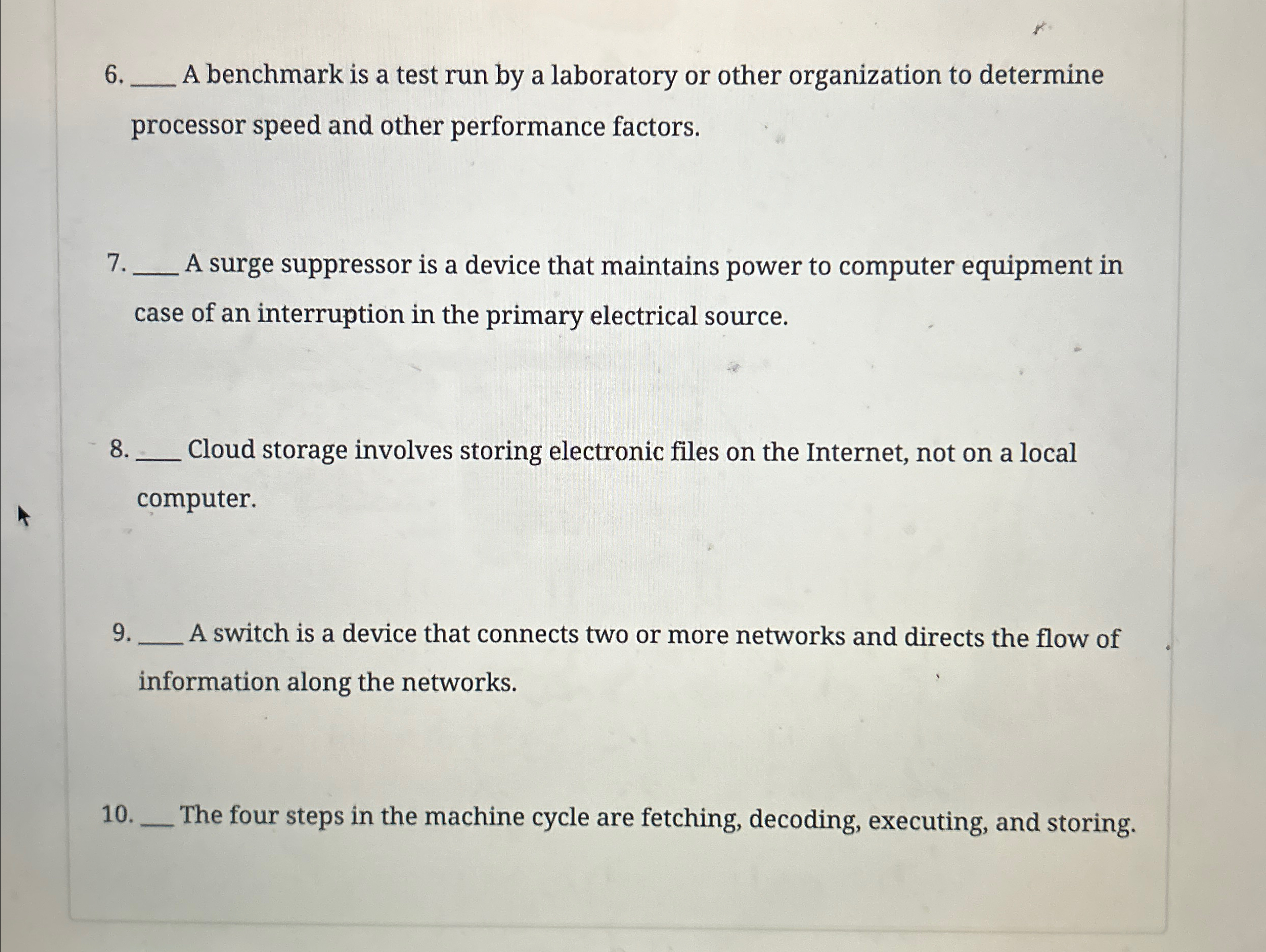 A benchmark is a test run by a laboratory or