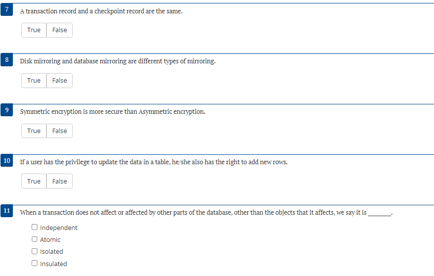 A transaction record and a checkpoint record are