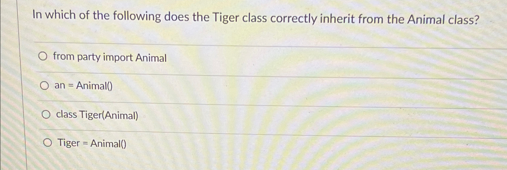 In which of the following does the Tiger class