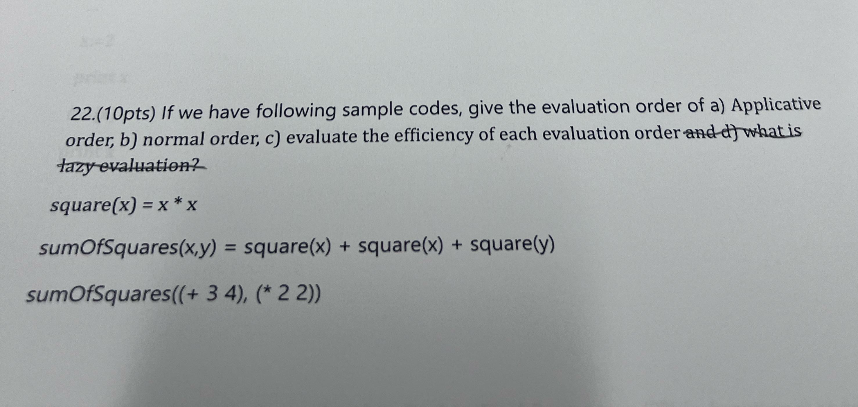 2 2 . ( 1 0 pts ) If we have following sample
