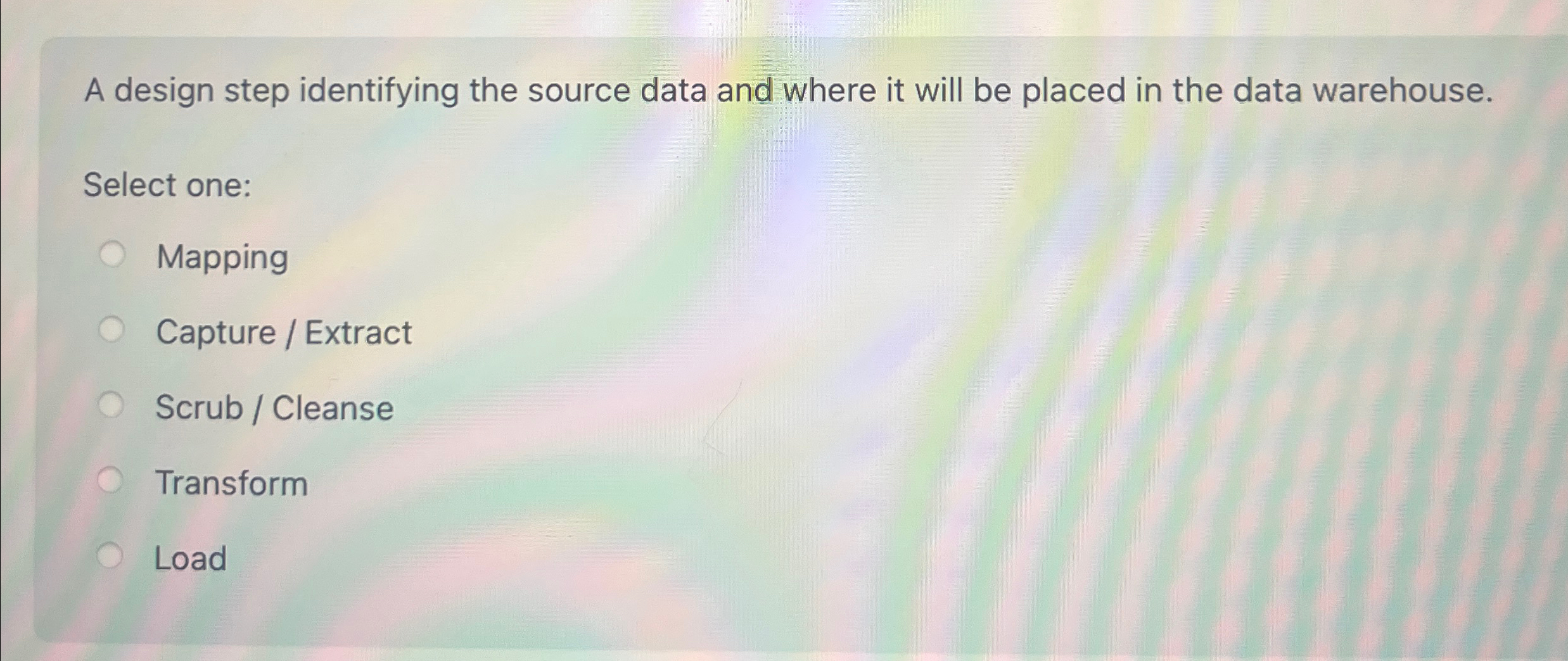 A design step identifying the source data and