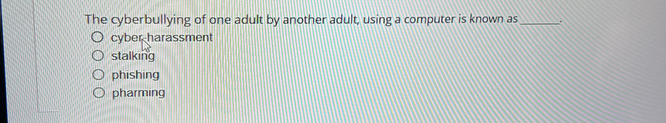The cyberbullying of one adult by another adult,