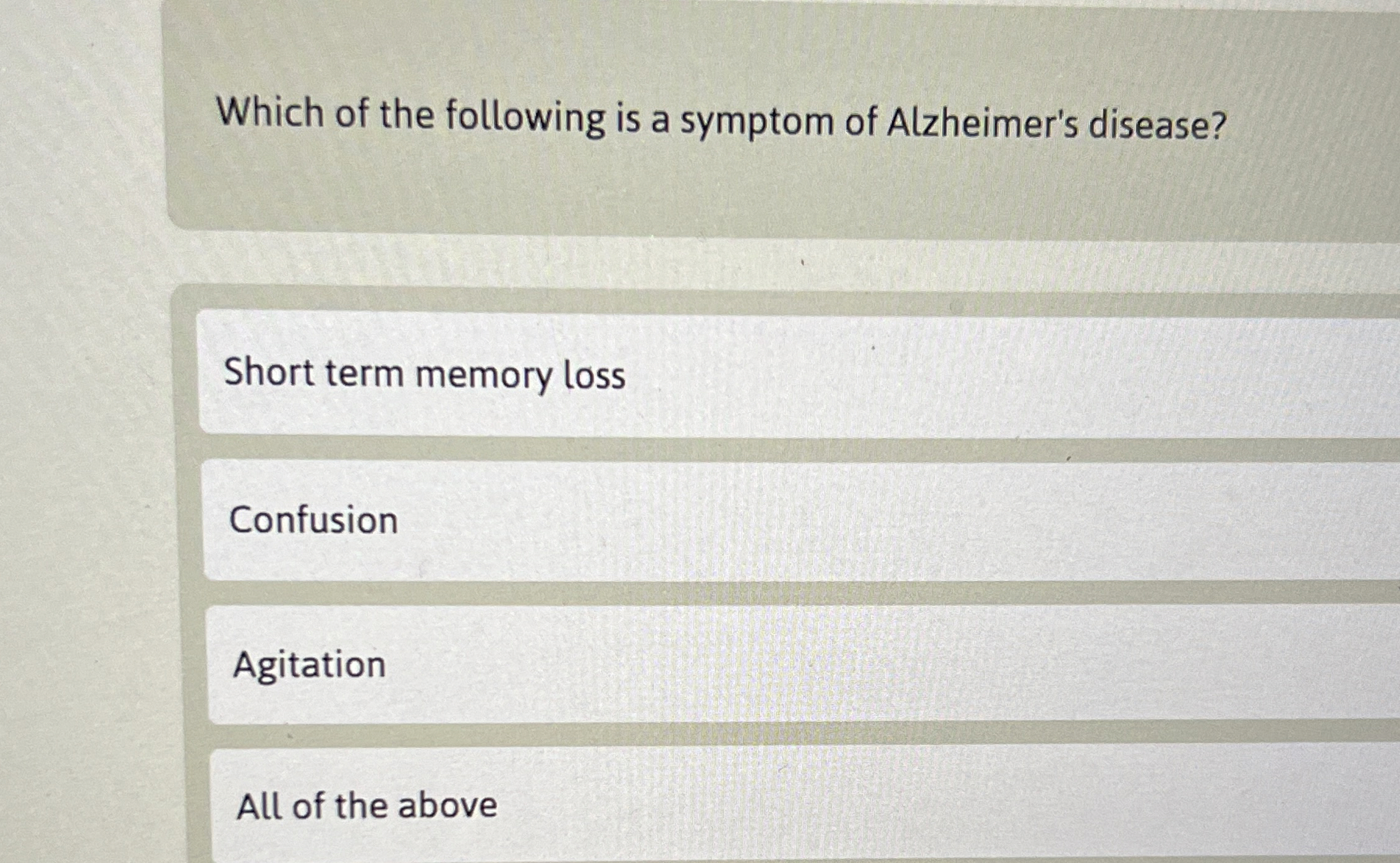 Which of the following is a symptom of