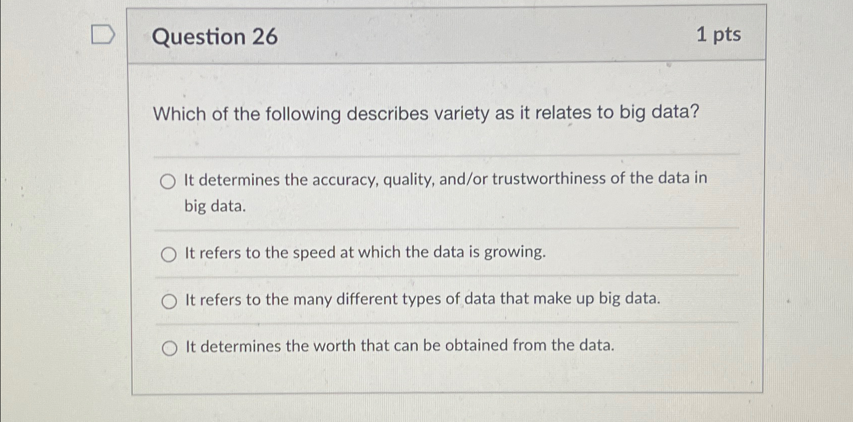 Question 2 6 1 p t s Which of the following