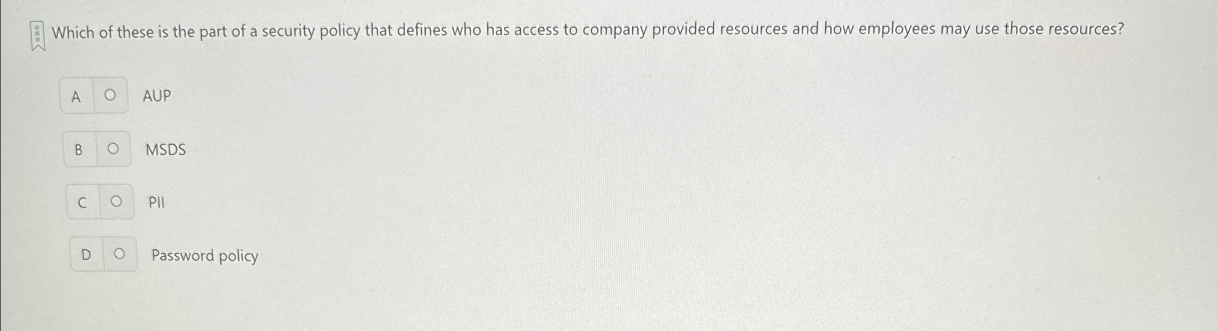 Which of these is the part of a security policy